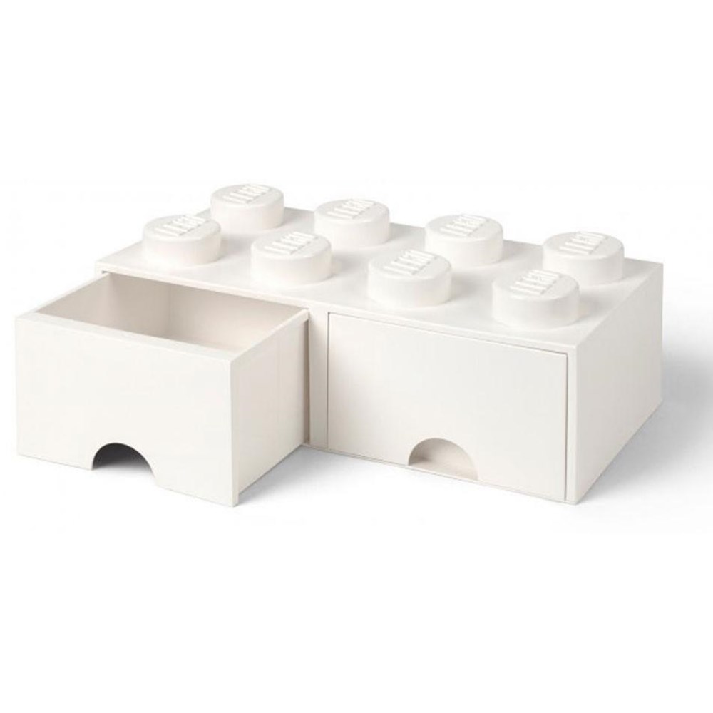 LEGO opbevaring skuffe 8 knopper hvid