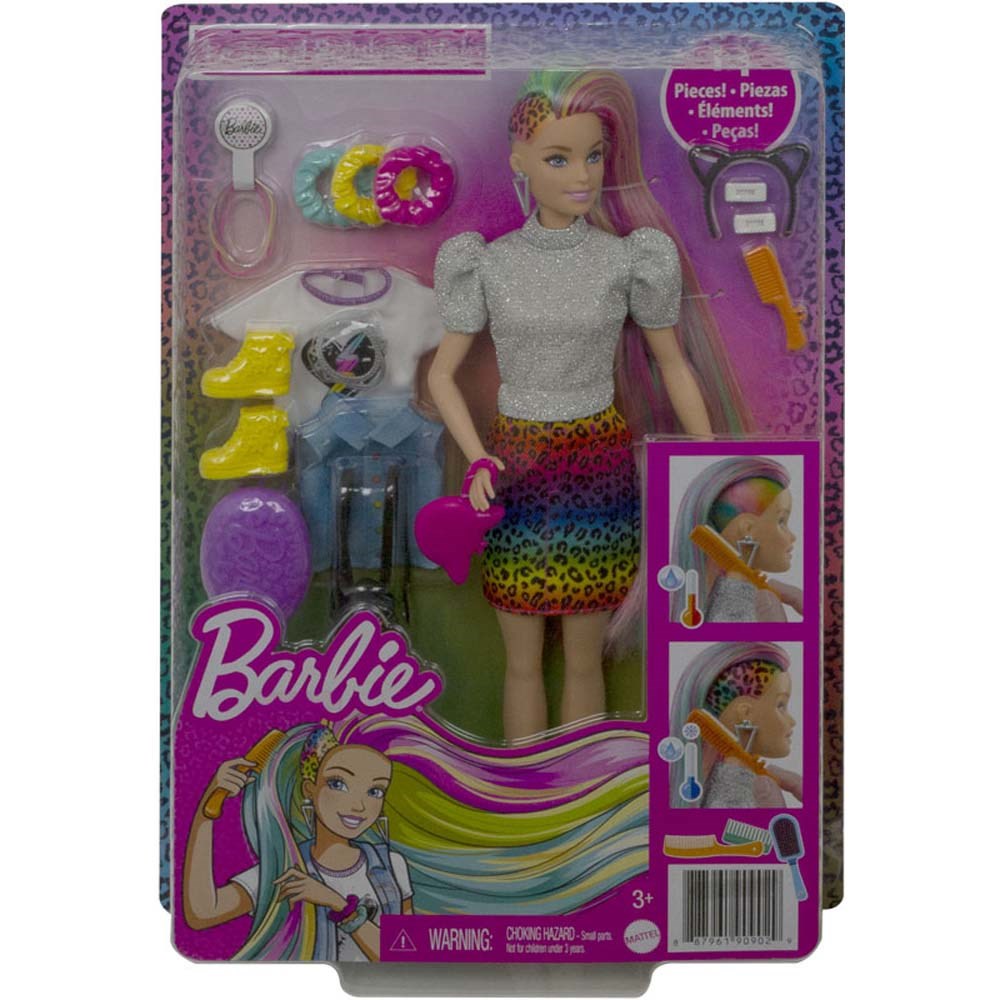 Barbie Leopard Regnbue Hår Dukke