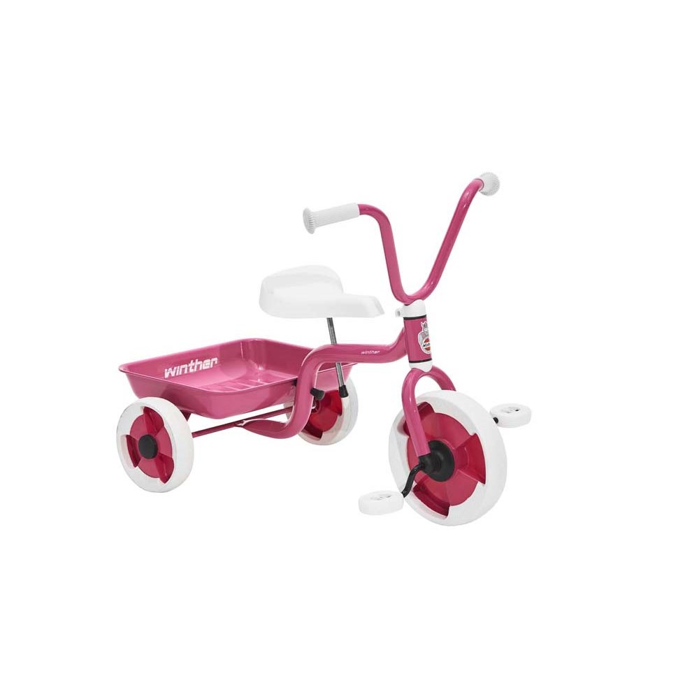 Trehjulet cykel m. vippelad lyserød/hvid