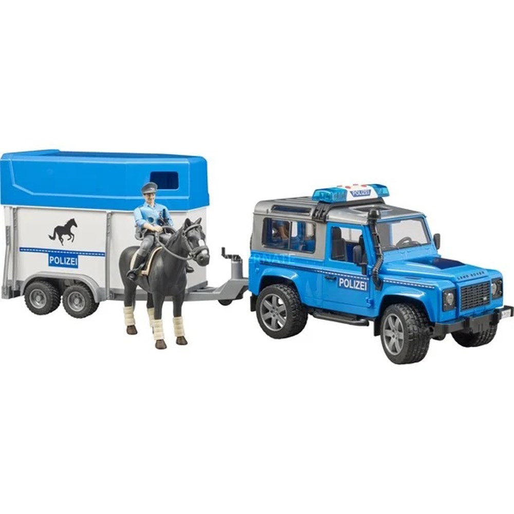 Politi Land Rover med hestetrailer