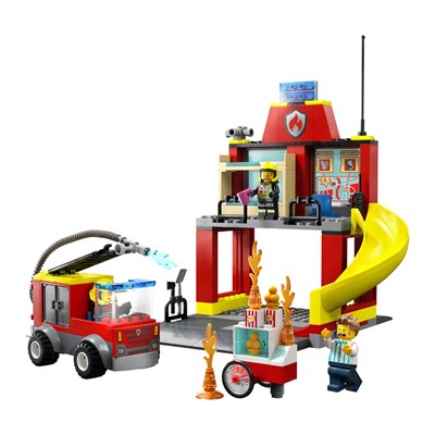 Brandstation og brandbil